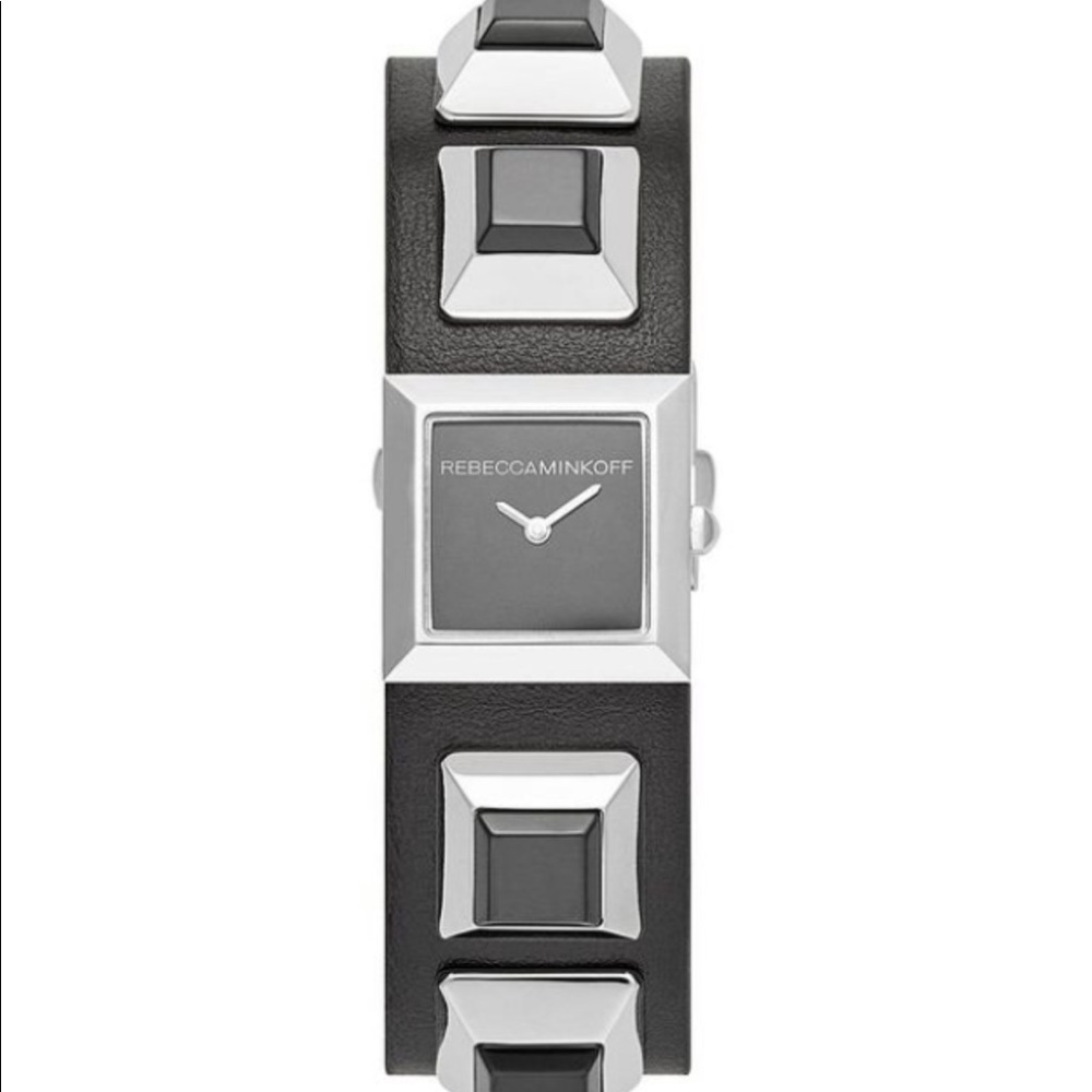 RM Jett Silver Tone Black Strap Watch 22x22 MM